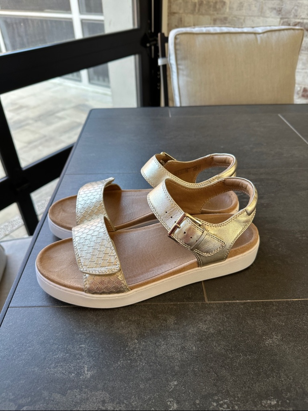 Metallic Gold Platform Sandals - Picture 3 of 6